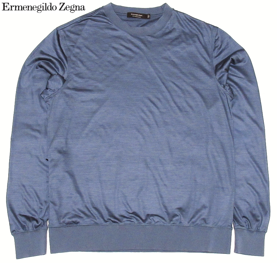 イタリア製 極美品 Ermenegildo Zegna エルメネジルドゼニア HIGH PERFORMANCE 極細メリノウール リブ切替 カットソー 50 メンズ