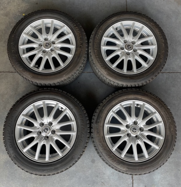 170系シエンタ等　ＧＲＩＰＭＡＸ　１８５／６０Ｒ１５　スタッドレス＆アルミホイール　ｘ４本セット　９部山　NHP170G/NSP170G/NSP172G等