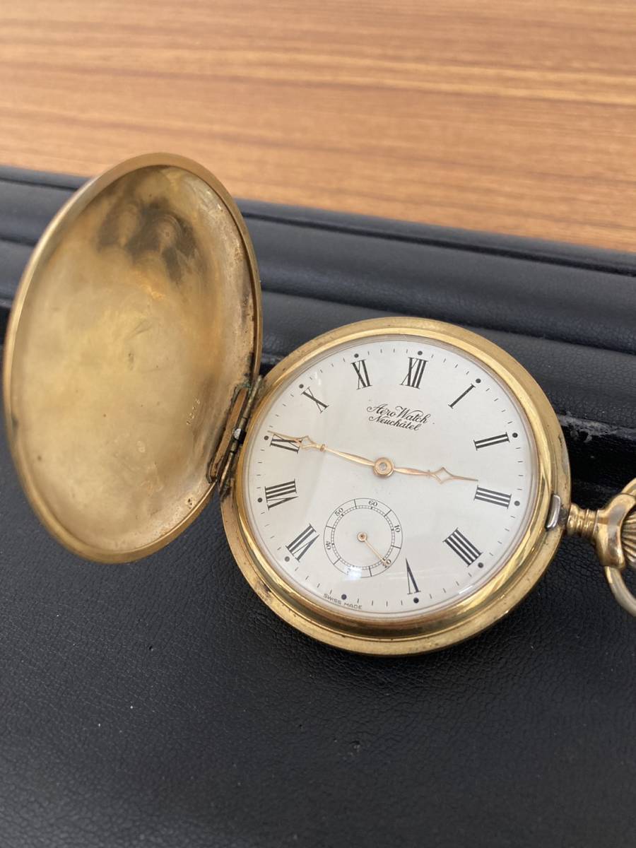 1円～【訳あり】☆AERO WATCH NEUCHATEL ヌーシャテル 1079 懐中時計