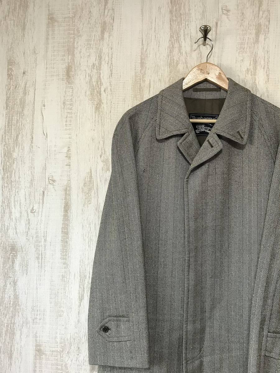 Burberry ステンカラー コート ヘリンボーン グレー カシミヤ混