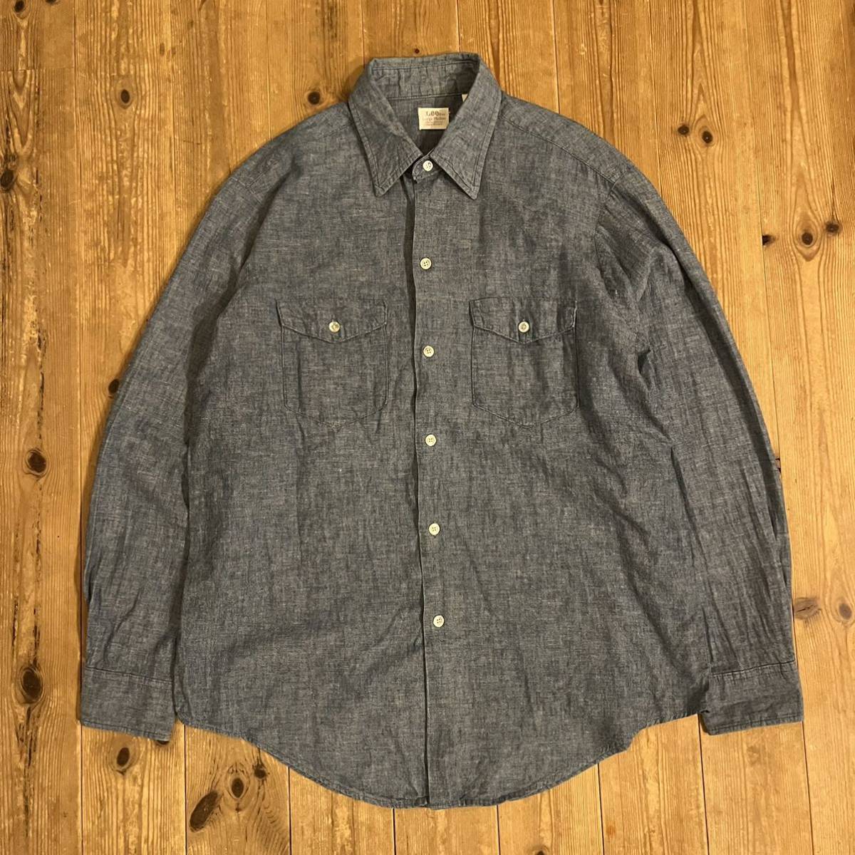 ★ビンテージ/ヴィンテージ/Lee/リー/シャンブレーシャツ/ワークシャツ/長袖/シャツ/セルビッチ/70's/古着/アメカジ/USA/アメリカ製/レア