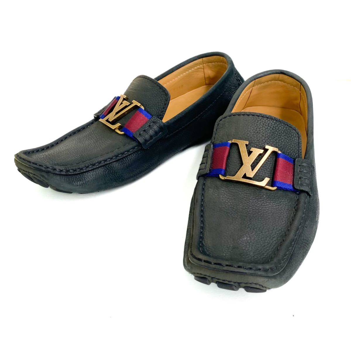 埼P♪ LOUIS VUITTON ヴィトン モンテカルロ LVロゴバックル FA0117 レザーモカシンシューズ ローファー スリッポン ドライビング 8M♪1400