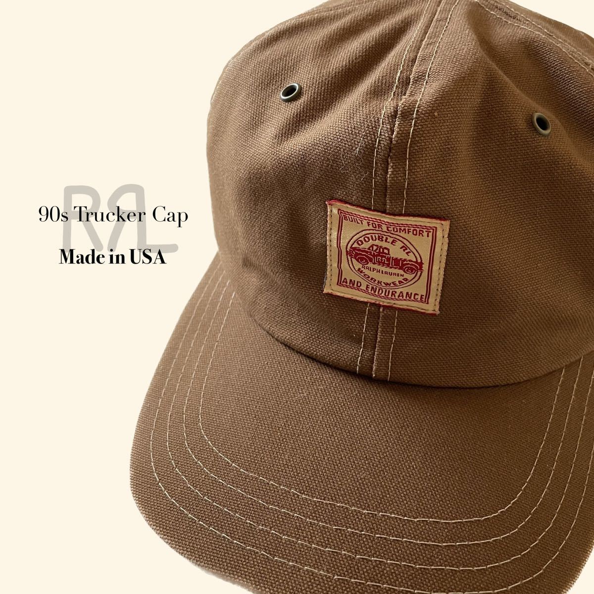 【90s/USA製】RRL “Trucker Cap” トラッカー キャップ ダック キャンバス ブラウン 帽子 Ralph Lauren ヴィンテージ 三ツ星