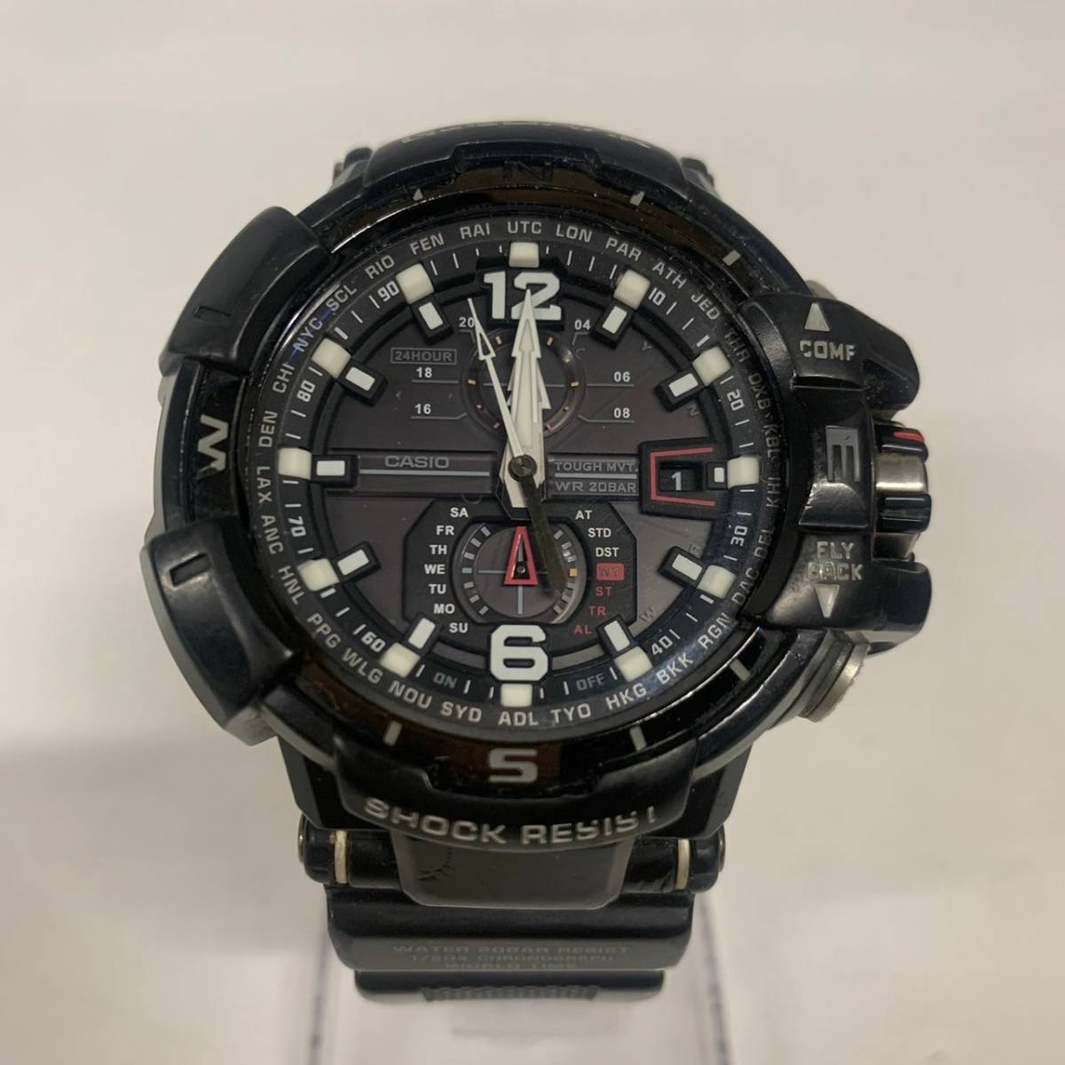1円~【ジャンク品】カシオ CASIO G-SHOCK GW-A1100 電波ソーラー メンズ腕時計 ブラック文字盤 クロノグラフ デイト 純正尾錠 G121922