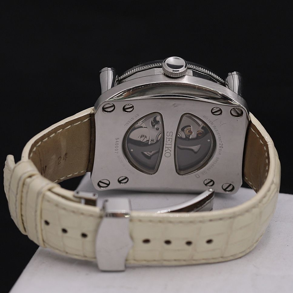 1円稼働 良品 セイコー 5R65-0AA0 SBLA039 シルバー文字盤 AT ガランテ スプリングドライブ パワーリザーブ デイト メンズ腕時計KRK0056210