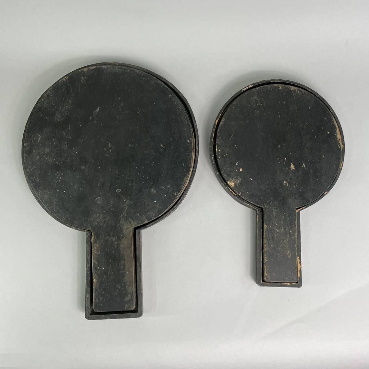 時代物 古鏡 銅鏡 銅製鏡 藤原光政 青山吉信 手鏡 骨董品 2点セット 箱