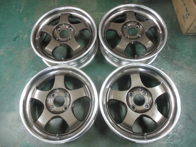 社外　２ピース　アルミホイール　１５×５J＋４２　PCD１００／４H　軽自動車に　マイスター風　日本製