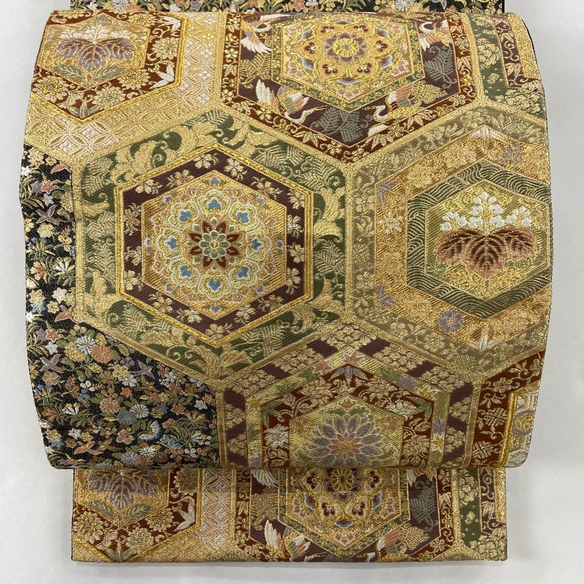 クロード・モネ 「睡蓮」柄 油絵 袋帯 金通し 正絹(金属糸含む) 全通