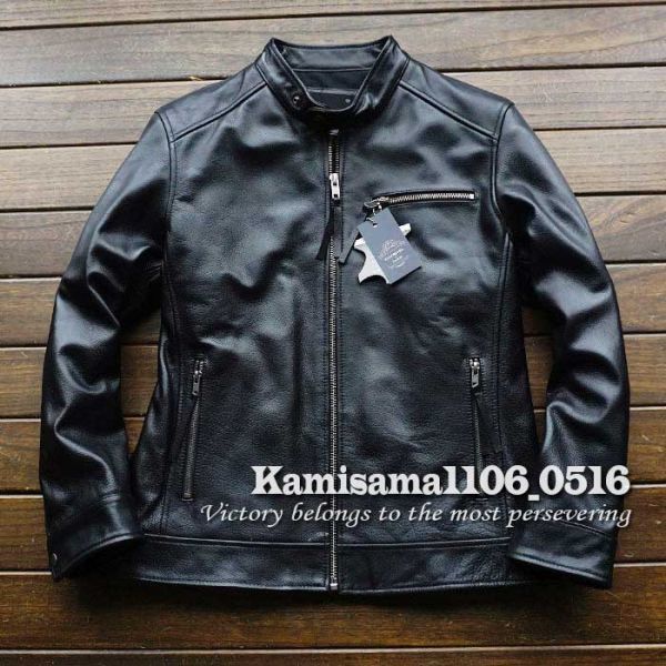 【新品未使用】GABRIEL PARIS シングルライダースジャケット 牛革 黒 メンズファッション □新作 Gabriel 最上級カウハイド・復刻 ブラック