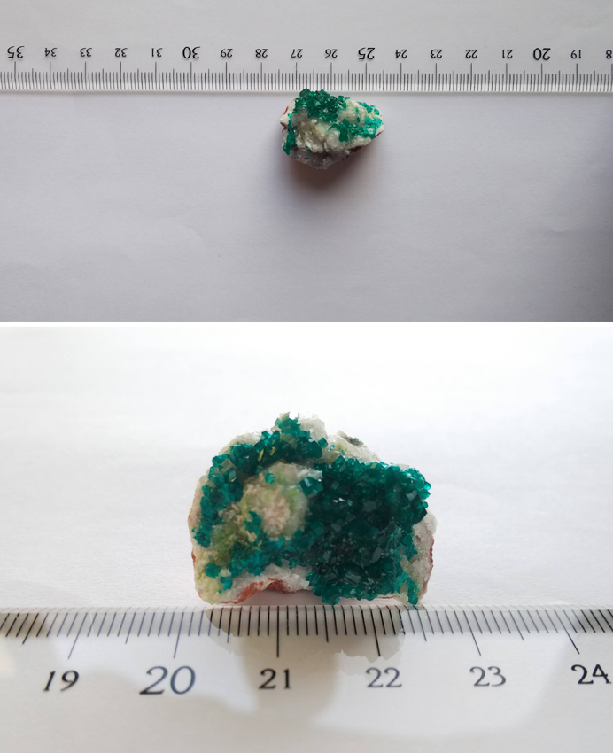 宝石質含む ダイオプテーズ＆カルサイト 翠銅鉱 方解石 結晶 原石 標本