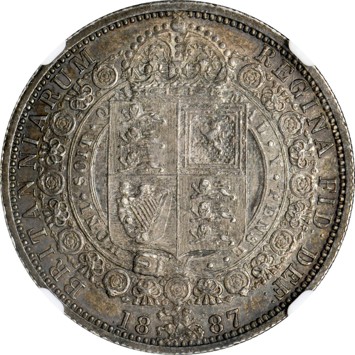 1円〜【土曜日終了】1887 イギリス 1/2C銀貨 NGC AU58 極美品 世界