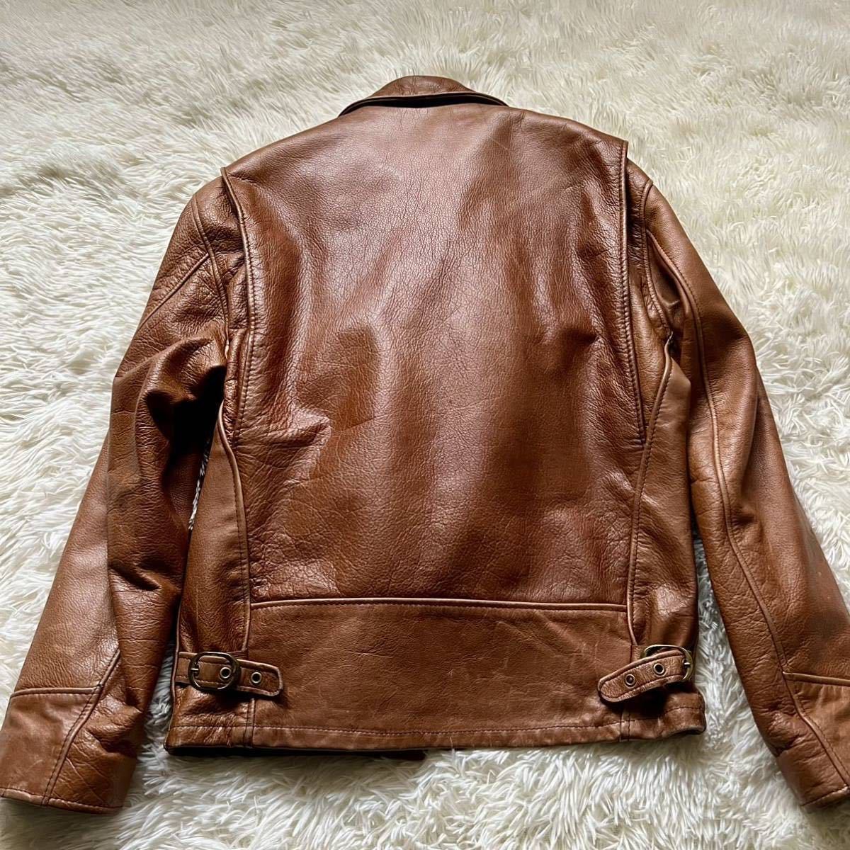ショット AT101 シングルライダース ボアライナー付完品 茶 襟38L位