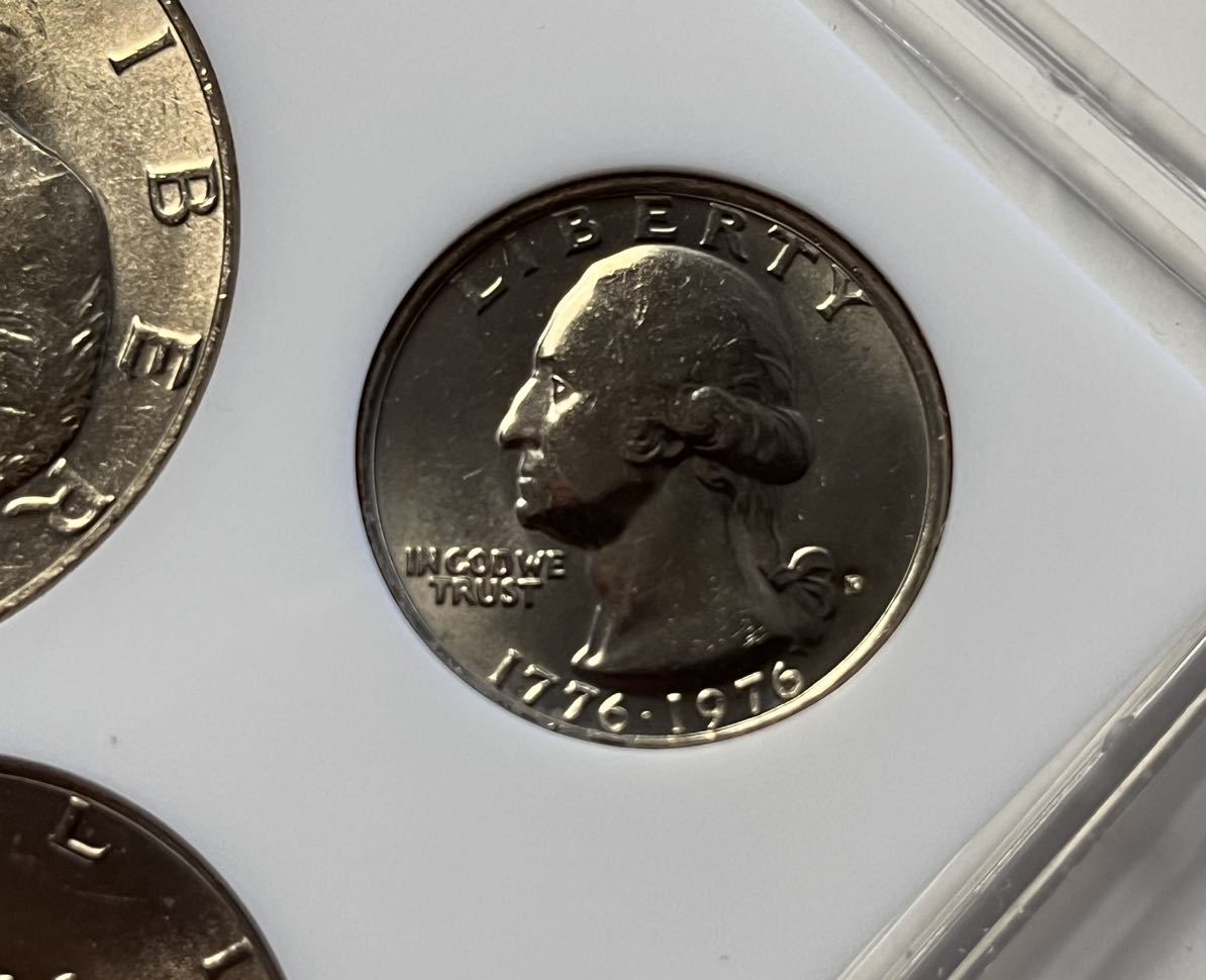 BICENTENNIAL COINS アメリカ建国200年記念硬貨 1ドル/50セント/25セント 1776～1976 プルーフ 3点セット 極美品～未使用_6