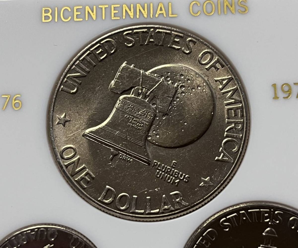 BICENTENNIAL COINS アメリカ建国200年記念硬貨 1ドル/50セント/25セント 1776～1976 プルーフ 3点セット 極美品～未使用_7