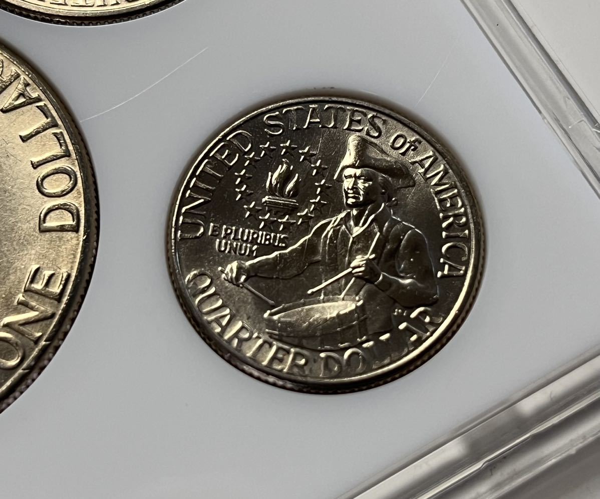 BICENTENNIAL COINS アメリカ建国200年記念硬貨 1ドル/50セント/25セント 1776～1976 プルーフ 3点セット 極美品～未使用_9