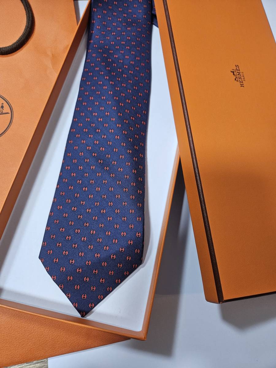 未使用品 エルメス HERMES ネクタイ シルク 100% CRAVATE TWILL TIE 8