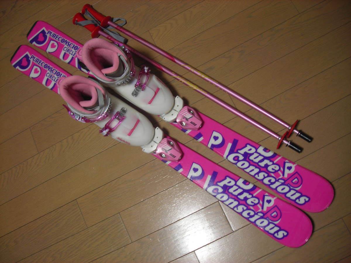 子ども/ジュニア★カービングスキーセット★板 pure conscious 110cm/ブーツ Bighorn 21cm★USED