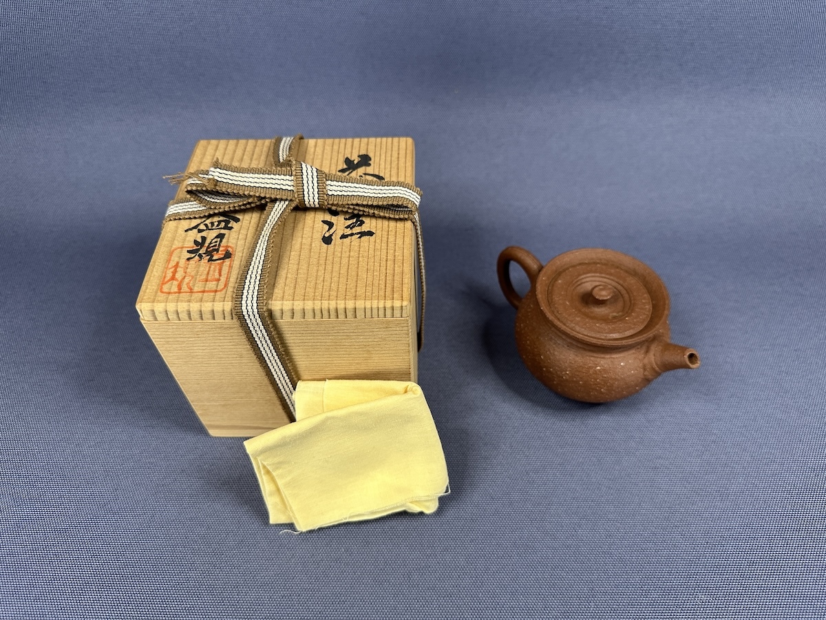 常滑焼 急須 村田益規 共箱 梨皮 南蛮手 後手 煎茶道具 (日本