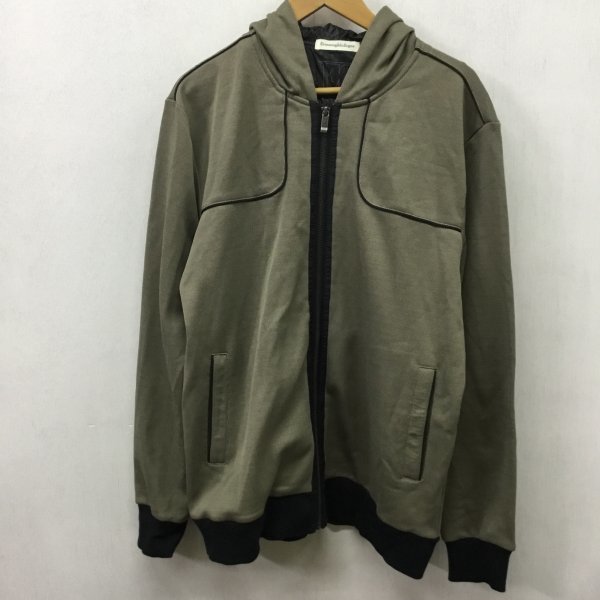 L250 Ermenegildo Zegna ジップアップ パーカー XXL グレー カーキ 大きいサイズ リブ ブルゾン フーデット エルメネジルド ゼニア