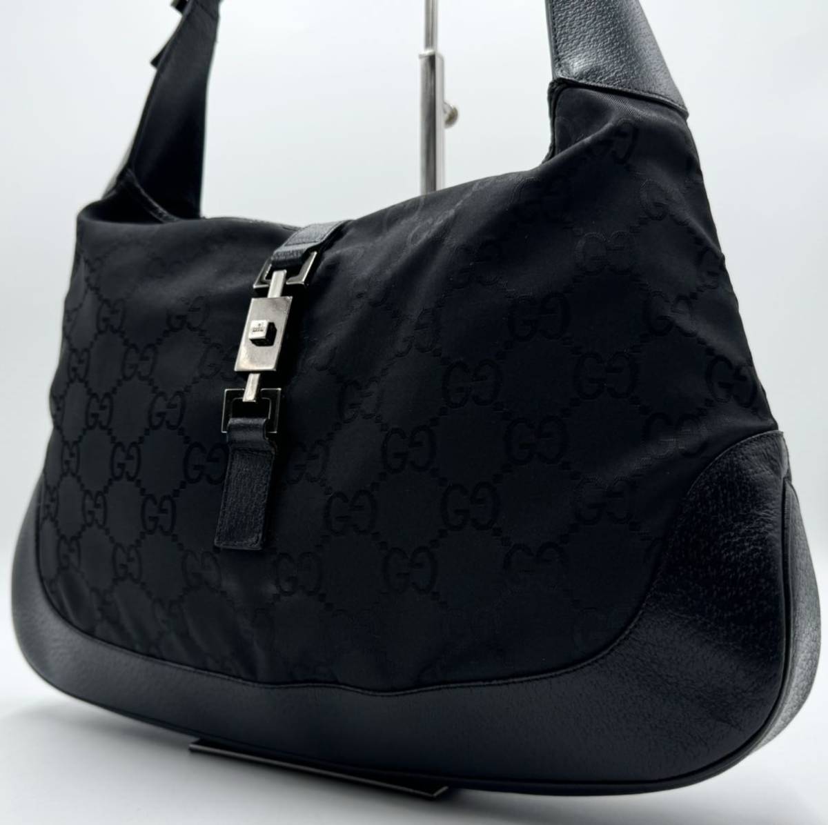 美品○GUCCI グッチ ジャッキー ジャンボGG ナイロン レザー 美品○GUCCI グッチ ジャッキー ジャンボGG ナイロン レザー