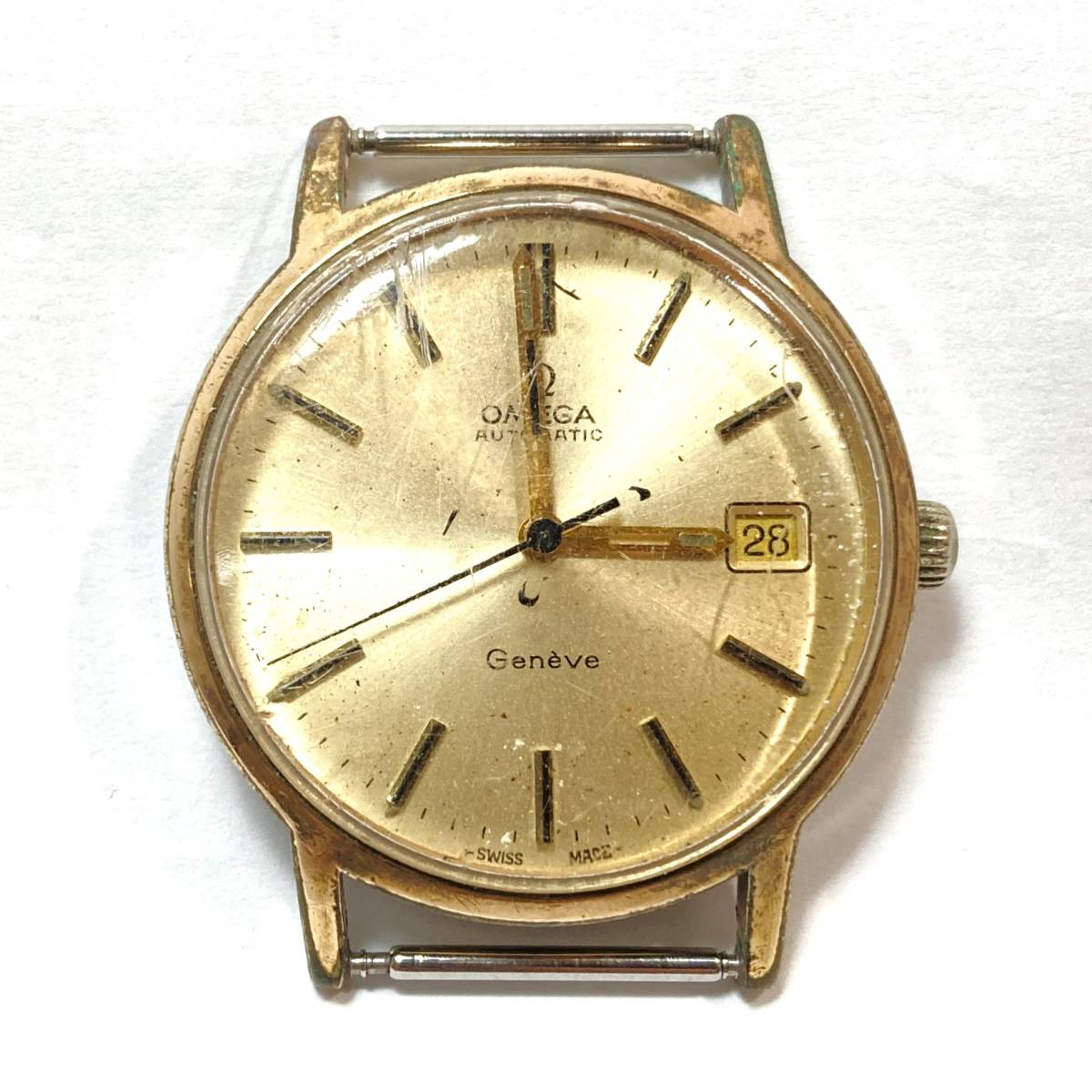 OMEGA Geneve 自動巻き時計 ゴールド ▽OMEGA Geneve 自動巻 デイト メンズ 腕時計 フェイスのみ ゴールド