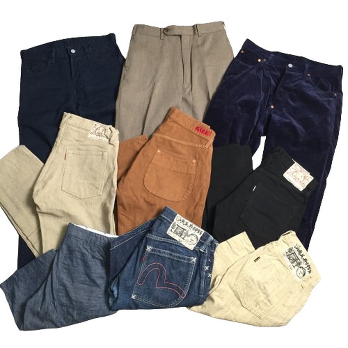 EVISU エヴィス カラーパンツ デニム スラックス ハーフパンツ カモメ