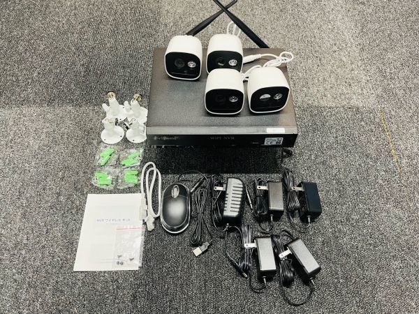 1円～防犯カメラセット 4台カメラ 屋外 IP66防水 監視カメラ 遠隔監視