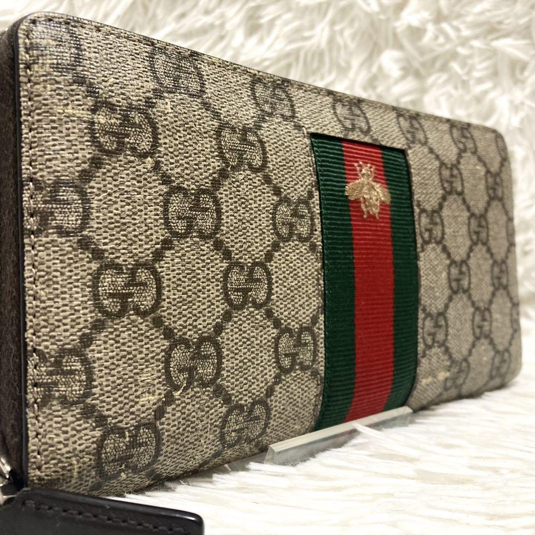 GUCCI 長財布 蜂 グッチ ハチ ラウンドファスナー メンズ 財布