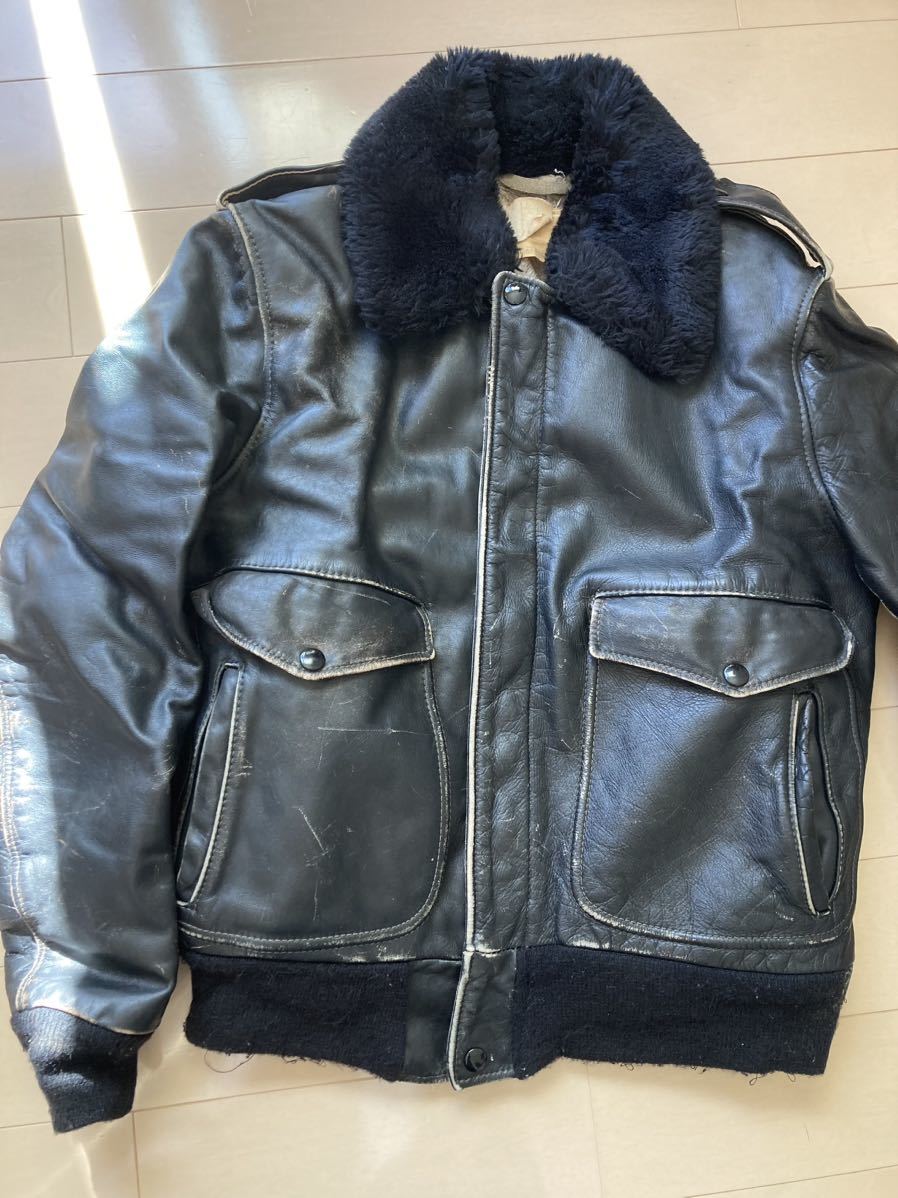Schott ショット　フライトジャケット アメリカ古着　ボア レザージャケット 50年代　70年代　TALON ジップ　革ジャン ヴィンテージ　38