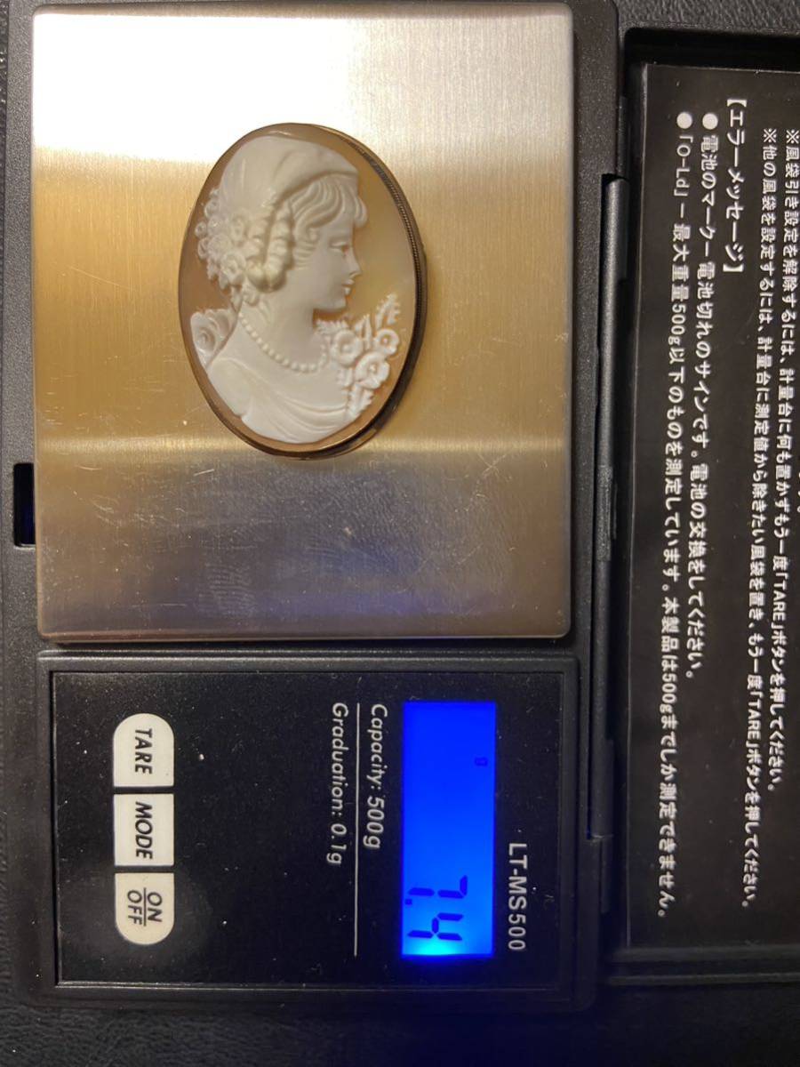 イタリア製 カメオ 14K 585 金 ゴールド ブローチ ペンダントトップ カメオ ブローチ ペンダントトップ K14 刻印 ペンダント - レトロ