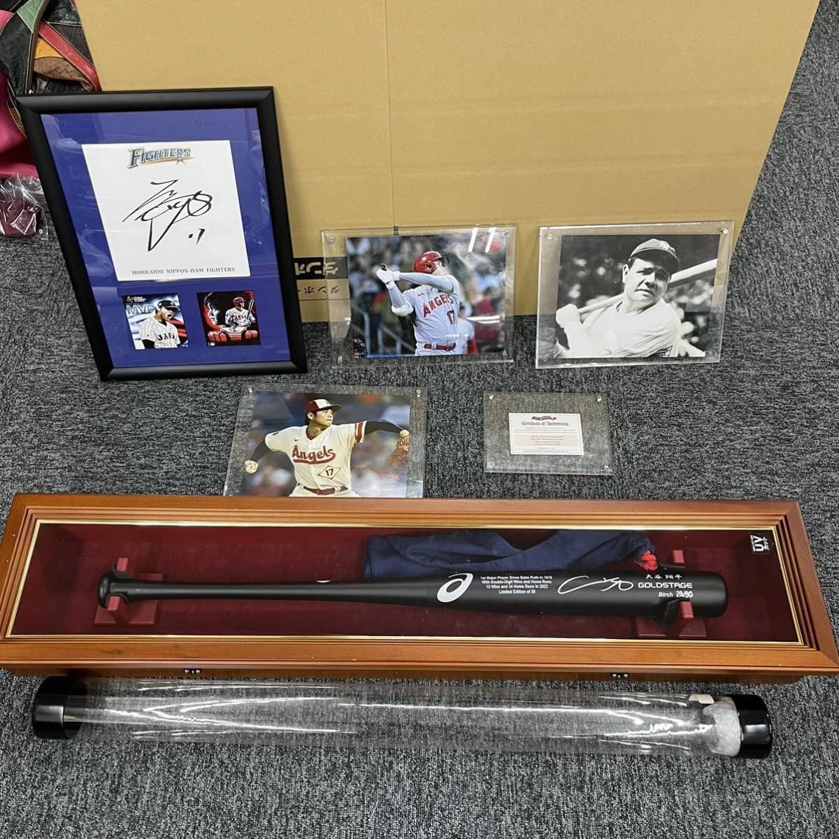 106295◎50本限定☆大谷翔平 直筆サイン入 ダブル規定達成バット 証明 