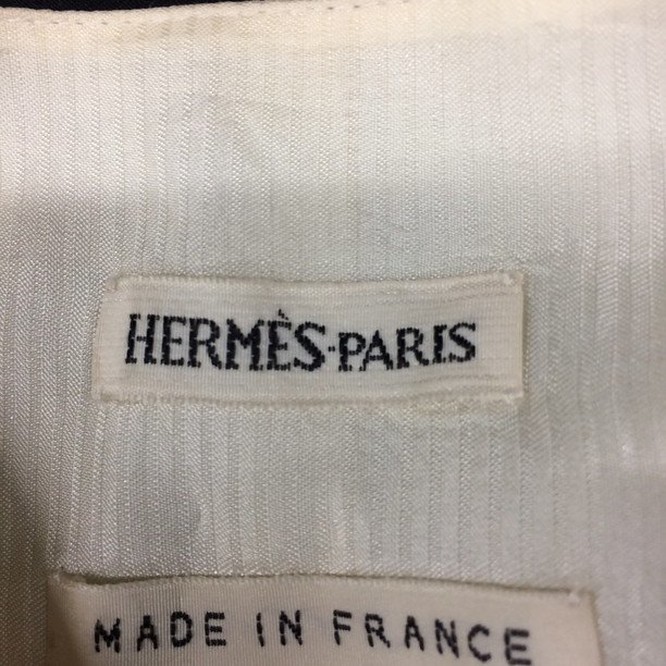 HERMES エルメス シルク 絹 ジレ ベスト ネイビー ホワイト 48 L