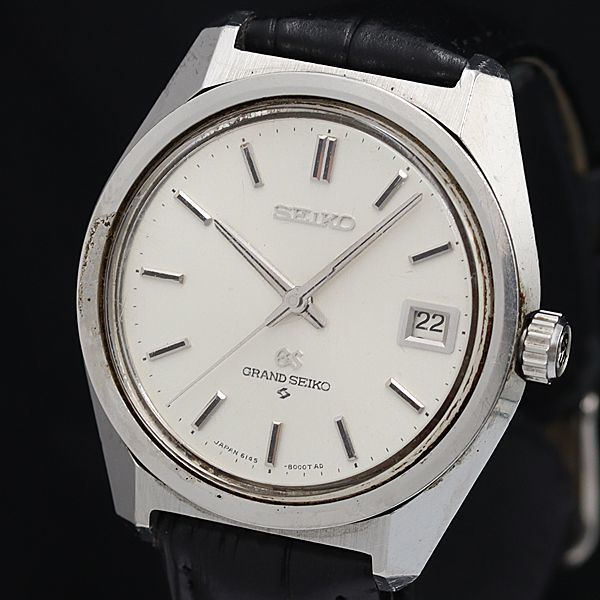 1円 稼動 セイコー GS/グランドセイコー 6145-8080 AT/自動巻き シルバー文字盤 デイト メンズ腕時計 OGH BJT0036300