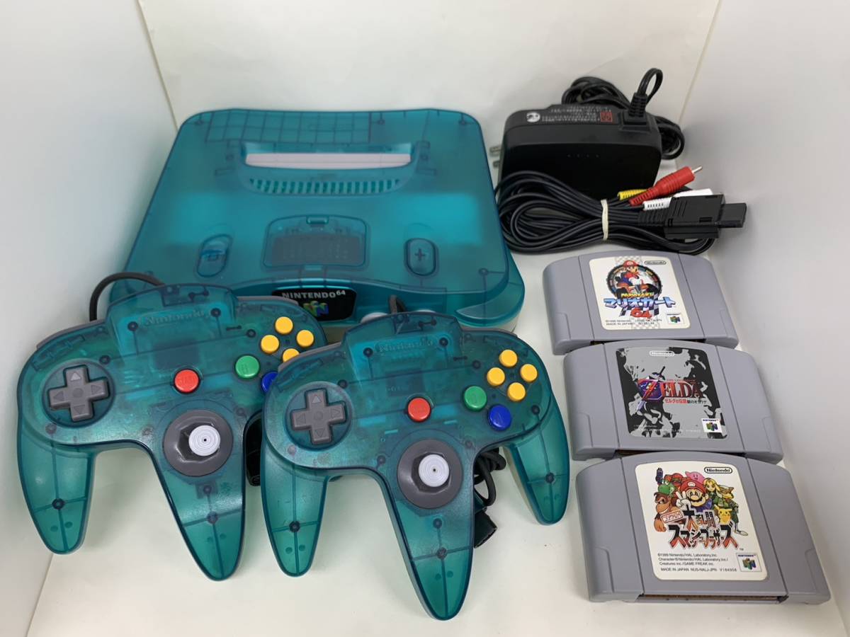 美品】【動作確認済】 NINTENDO 64 クリアブルー 本体 [NUS-001 