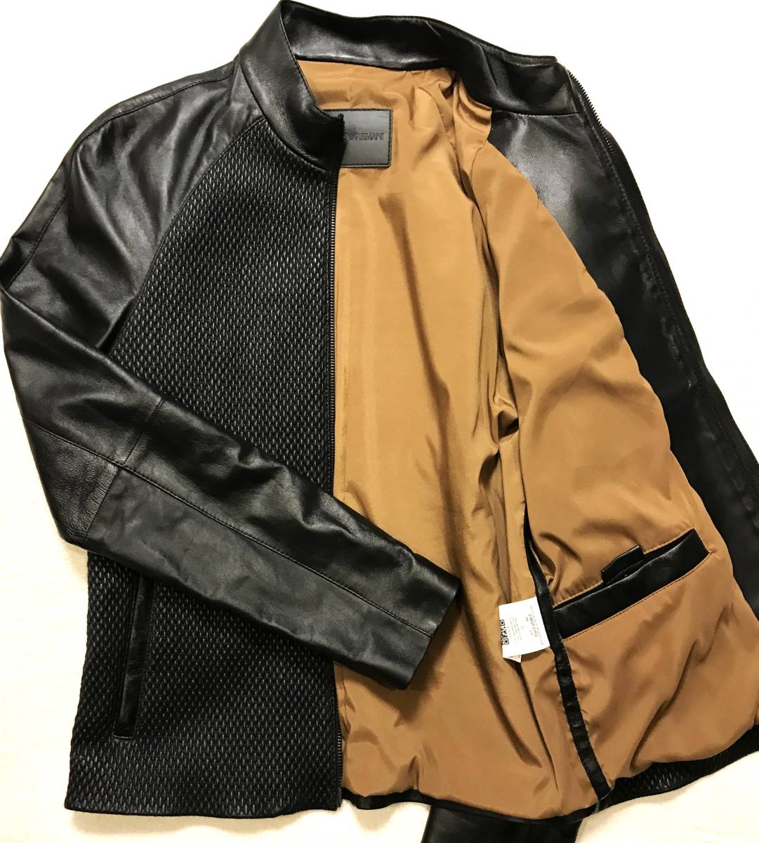 極美品 エンポリオアルマーニ ライダース ラムレザージャケット シングル 羊革 新品☆幻!稀少☆EMPORIO ARMANI◇エンポリオアルマーニ ラムナッパ
