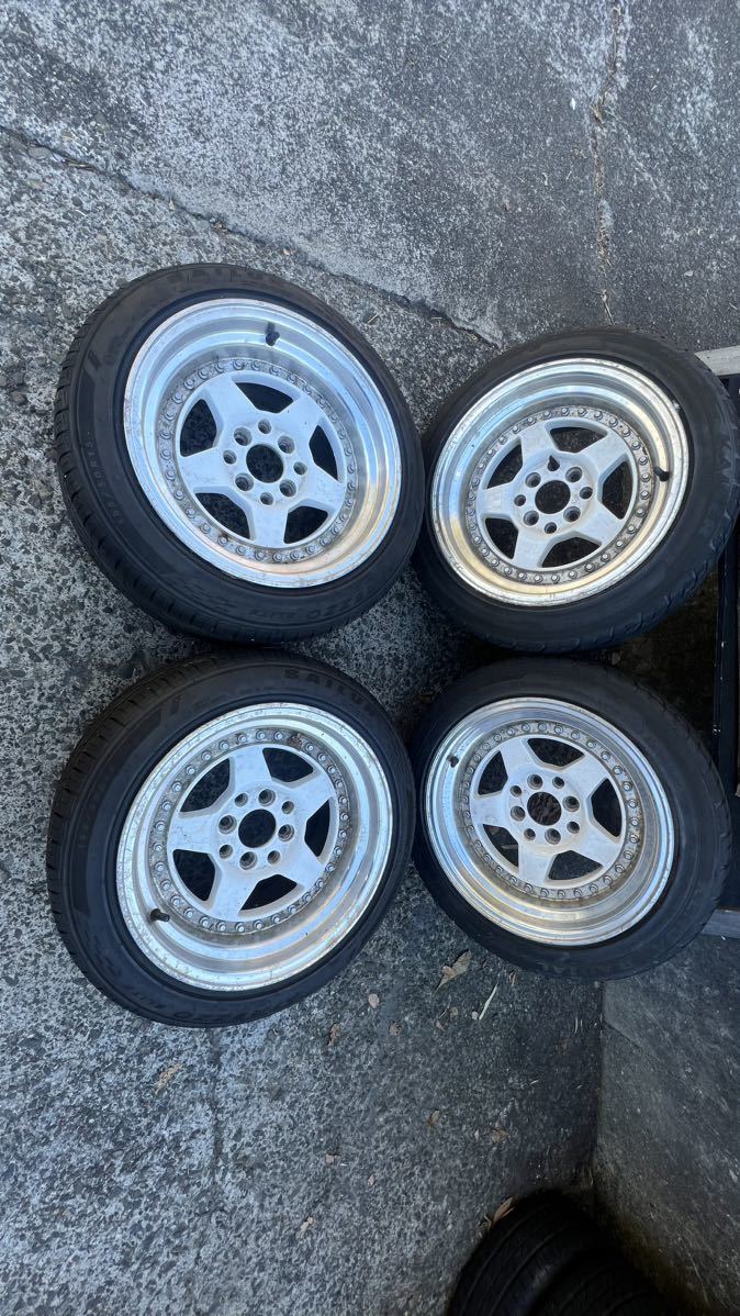 深リム 街道レーサー ヤン車 15インチ PCD100 8.25J オフセット＋20 4H 