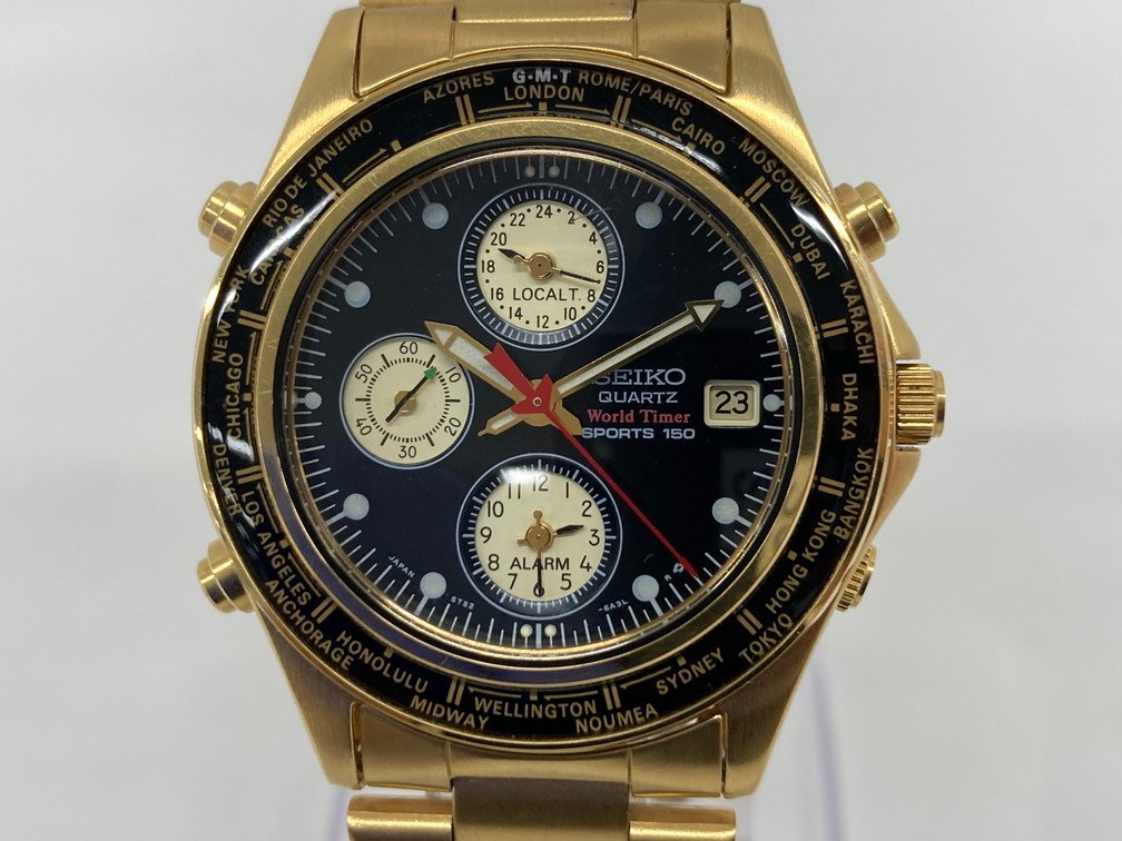 SEIKO セイコー ワールドタイマー 5T52-6A40 稼働 クロノグラフ〇 