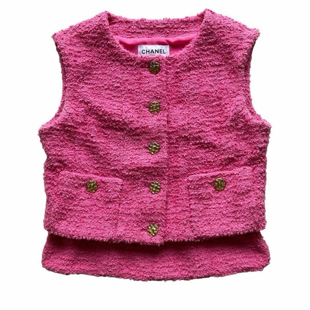 ◇極美品◇ 国内正規品 22s CHANEL Vest Pink シャネル ツイード