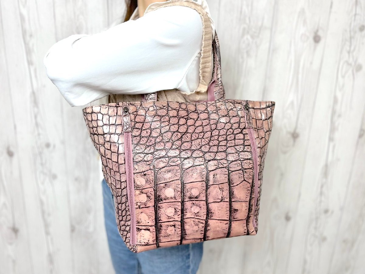 極美品 新品同様 マット クロコダイル トートバッグ ショルダーバッグ 