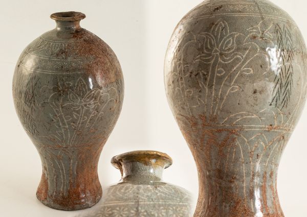 李朝・高麗 名品 コレクション コレクター放出品 高麗青磁 象嵌 梅瓶 朝鮮 韓国 高麗 李朝 白瓷 骨董品 美術品 古美術　_1
