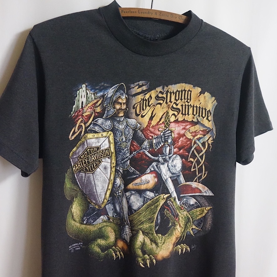 90's USA製 ハーレーダビッドソン 3D EMBLEM “The Strong Survive” T