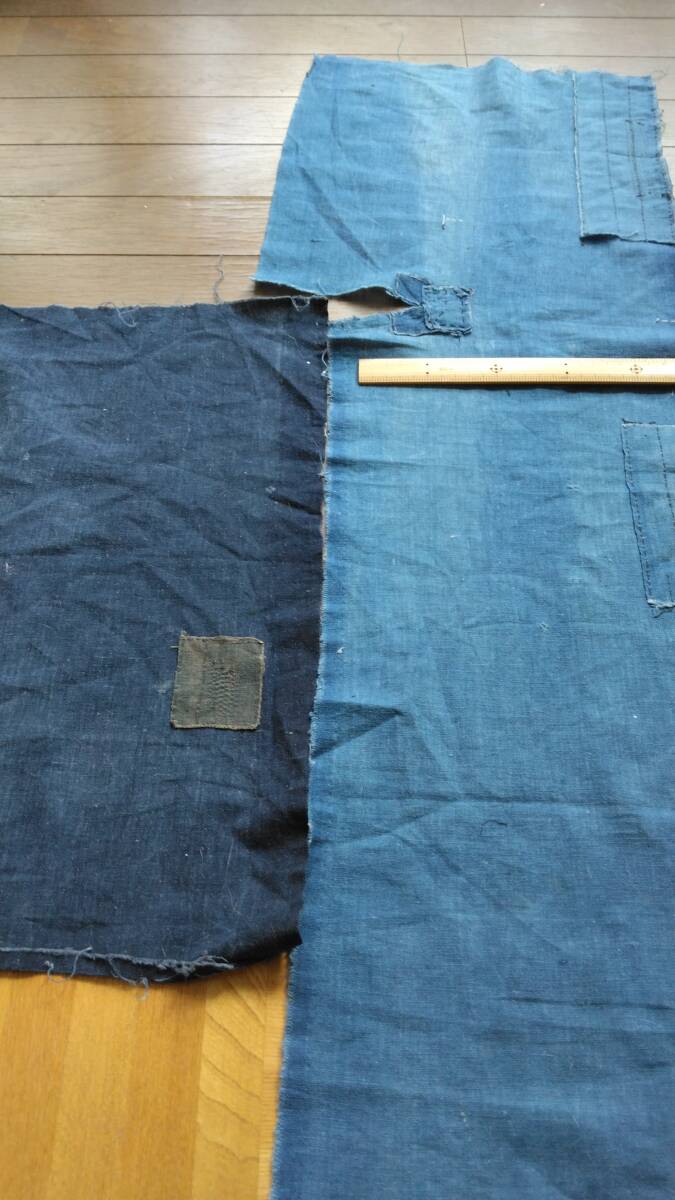 ボロ襤褸　はぎれ　藍染木綿２枚_1