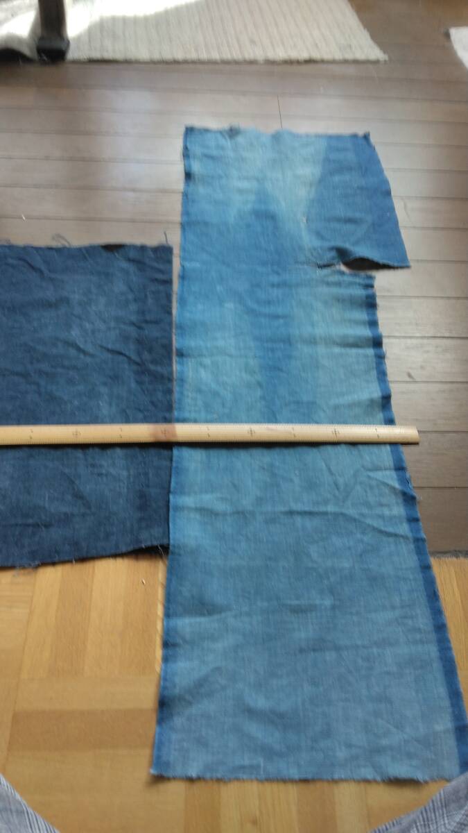 ボロ襤褸　はぎれ　藍染木綿２枚_2