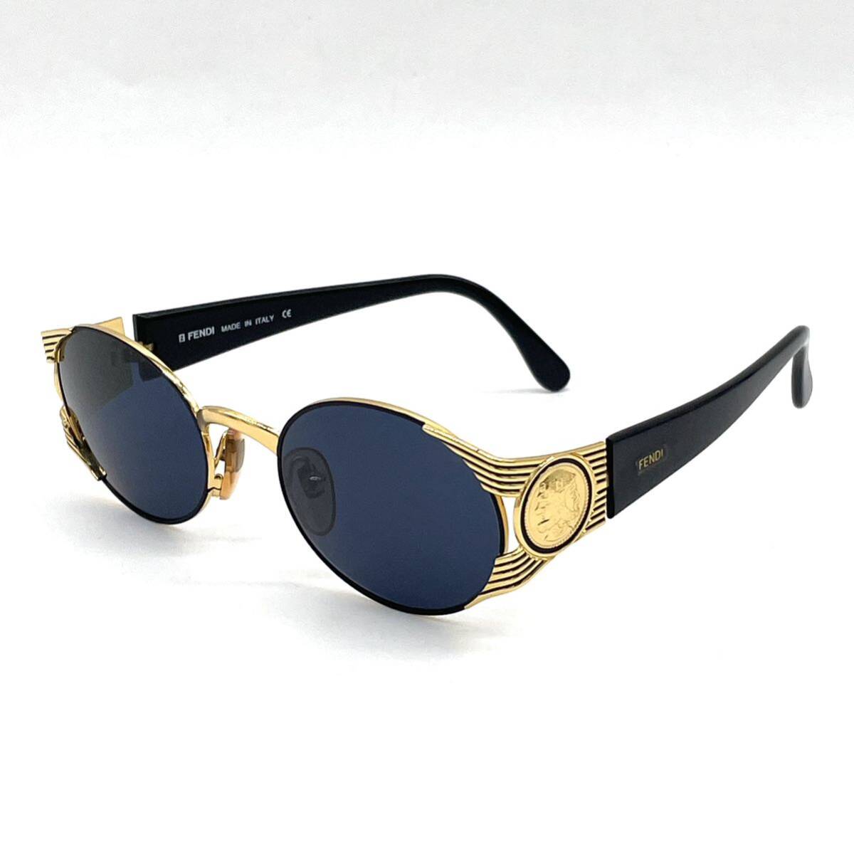 1円 美品 FENDI フェンディ サングラス Wフェイス ゴールドフレーム