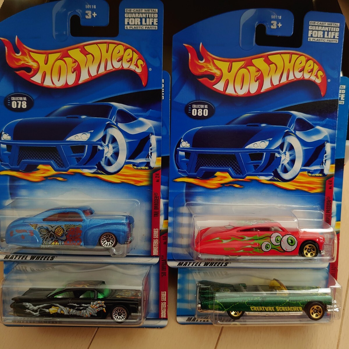 HOT WHEELS ホットウィール monsters4台セット！ tail dragger 59 IMPALA PURPLE passion Cadillac 1959_1