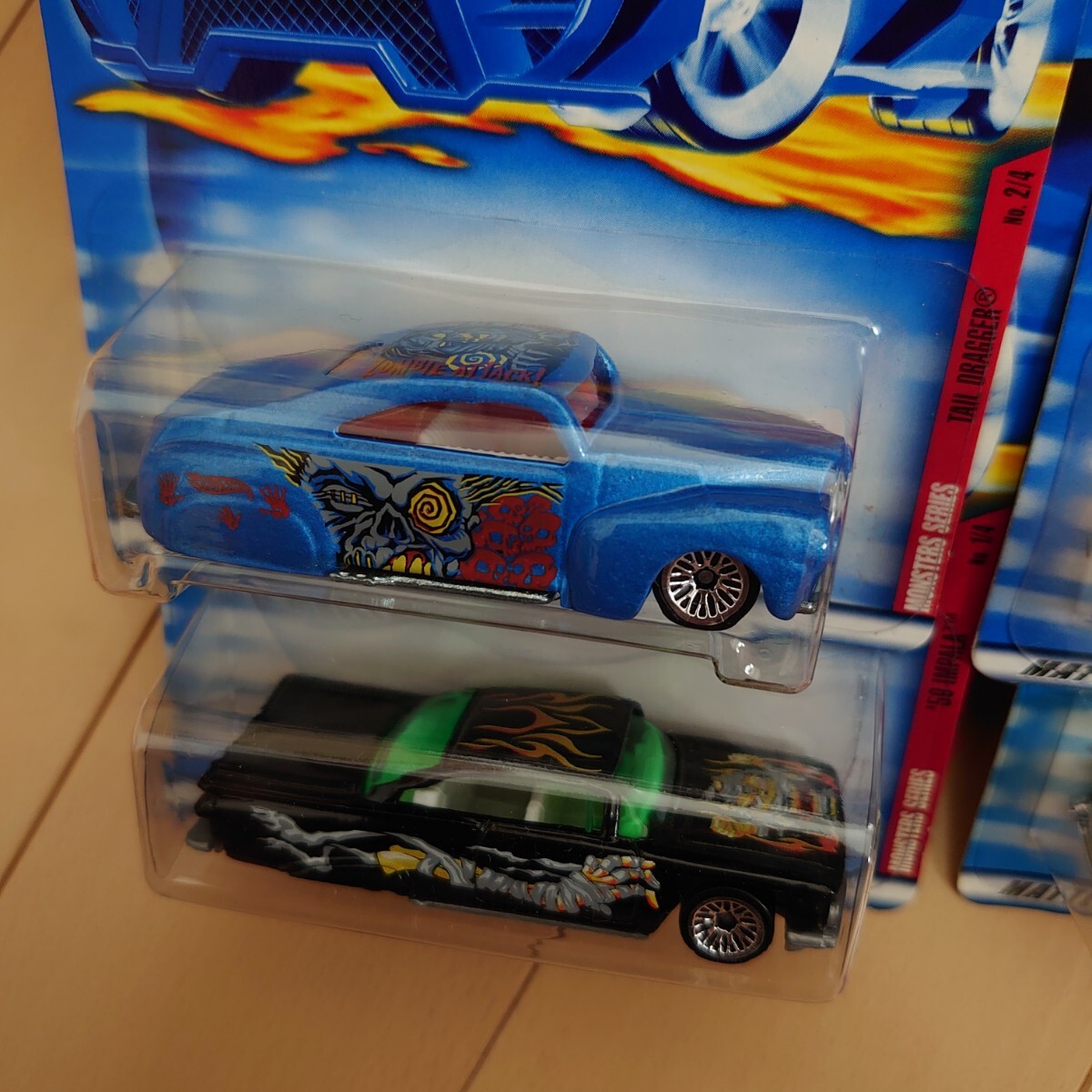 HOT WHEELS ホットウィール monsters4台セット！ tail dragger 59 IMPALA PURPLE passion Cadillac 1959_2