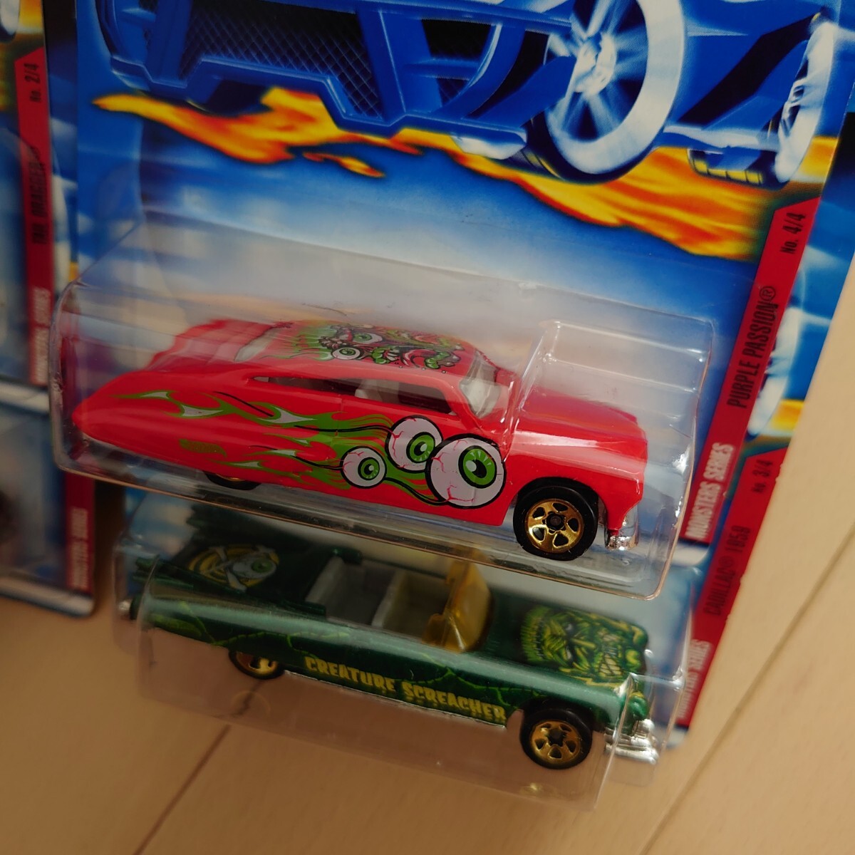HOT WHEELS ホットウィール monsters4台セット！ tail dragger 59 IMPALA PURPLE passion Cadillac 1959_3