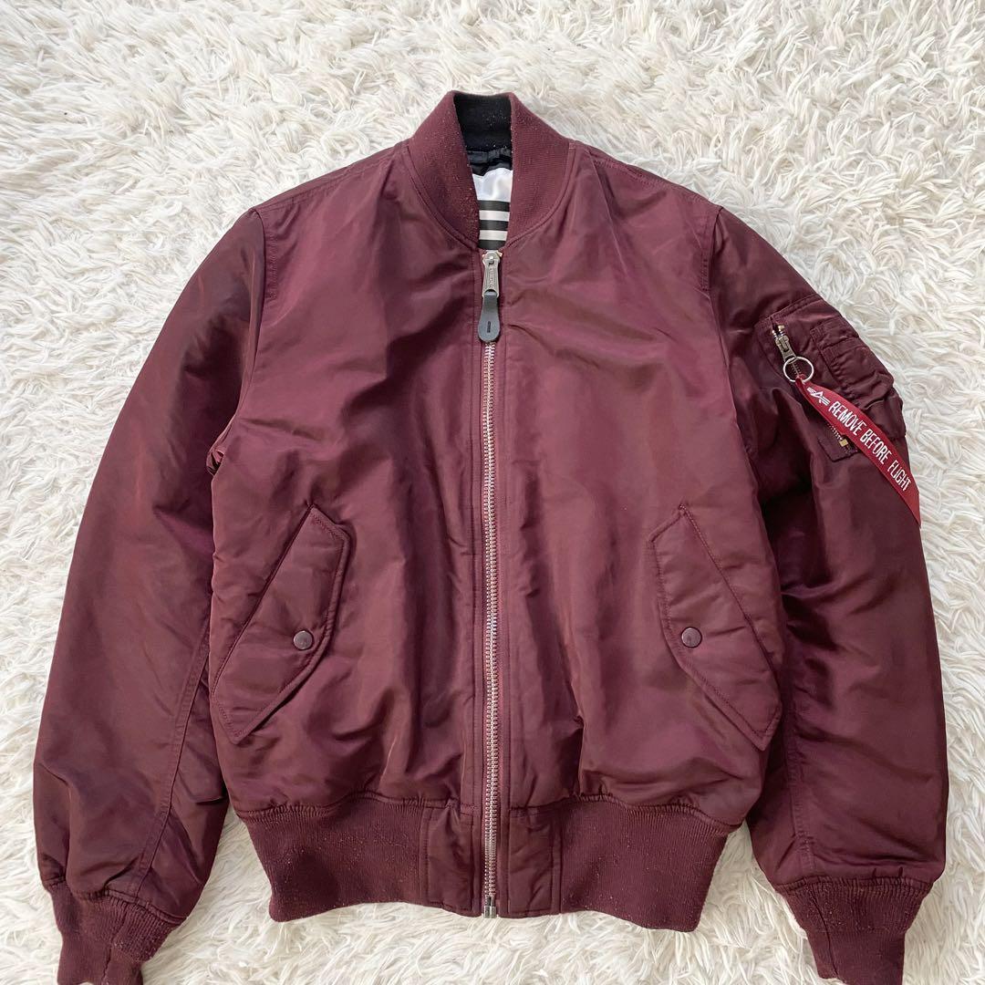 ALPHA MA-1 リバーシブル ボルドー ブラック 星条旗 S 1円〜 ALPHA INDUSTRIES アルファインダストリーズ ALPHA BLOOD CHIT