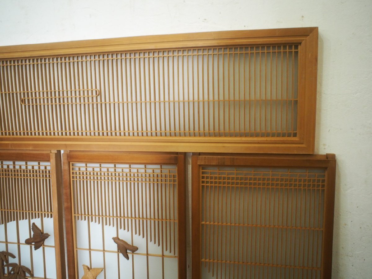 タR0444◇5枚セット◇片面ガラス入り◇組子細工のレトロな書院戸◇古 