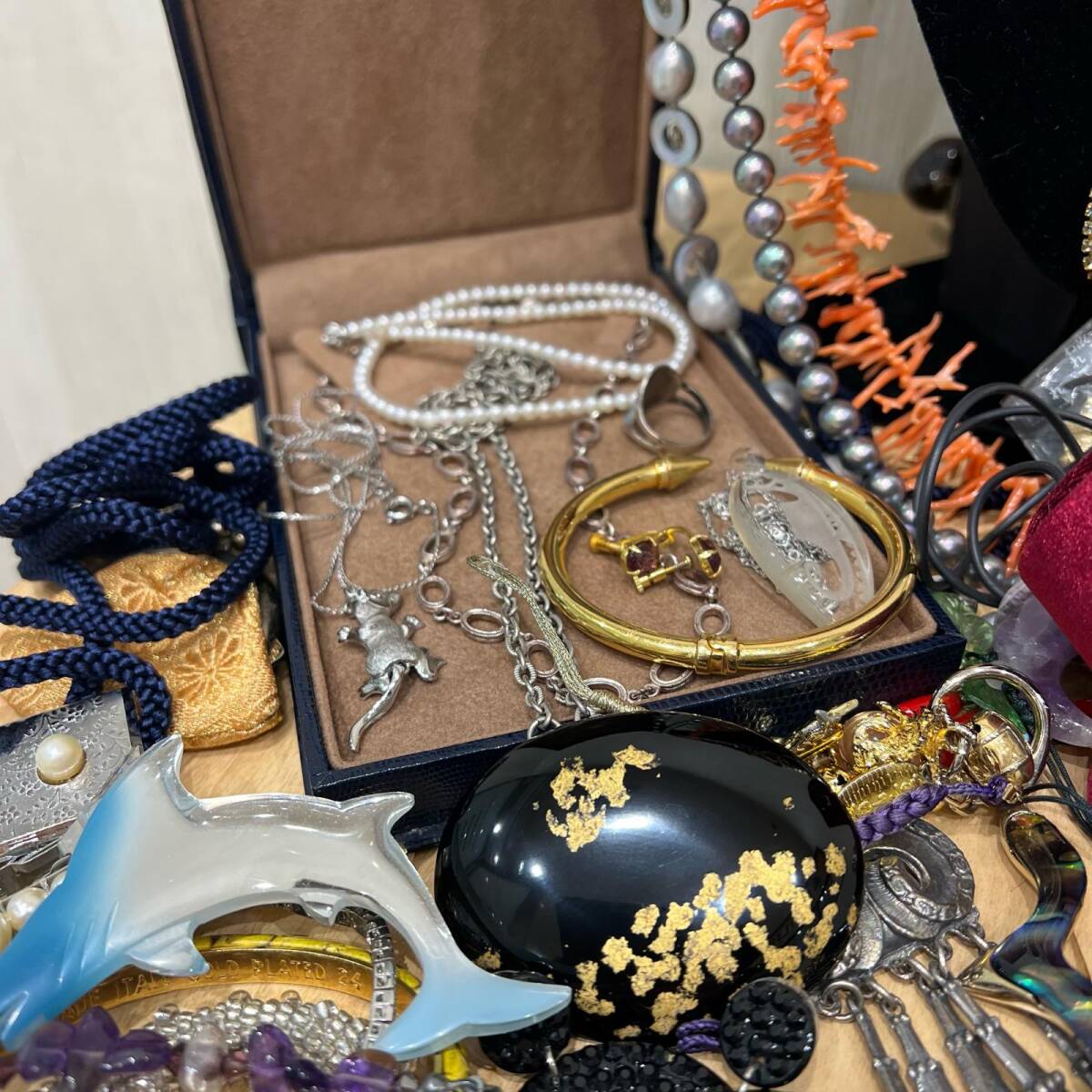 アクセサリー 大量 セット ネックレス イヤリング ブローチ ピアス 天然石 珊瑚 シルバー など_6